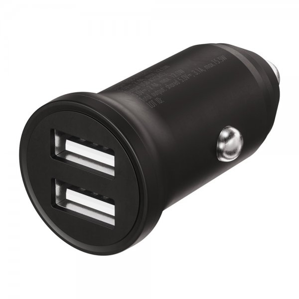 Billaddare 2x12W USB-A Svart