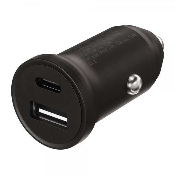 Billaddare 30W Dubbel USB-C/USB-A GaN Svart