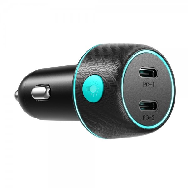 Biloplader CCN02 70W Dual PD Car Charger with Light Button USB-C