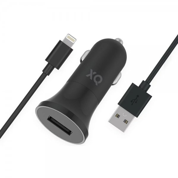 Billaddare med Lightning-kabel 1m 12W Svart