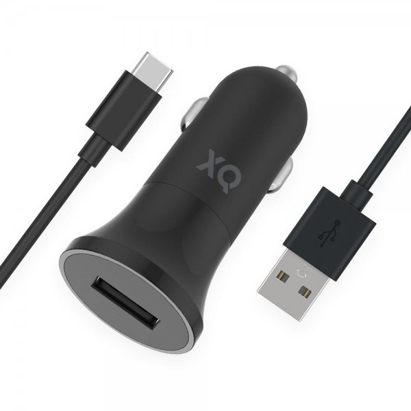 Billaddare med USB-C Kabel 1m 12W Svart