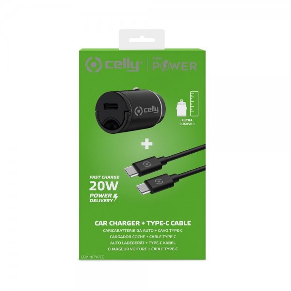 Billaddare med USB-C kabel CCMINITYPEC 20W Svart
