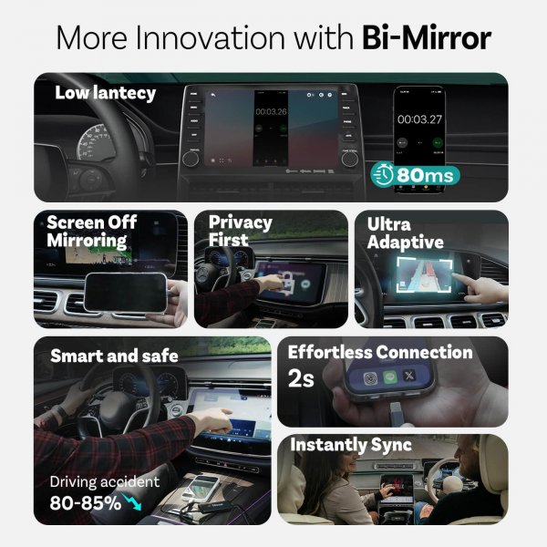 Mirror Touch Trådlös CarPlay/Android Auto Adapter med Skärmspegling