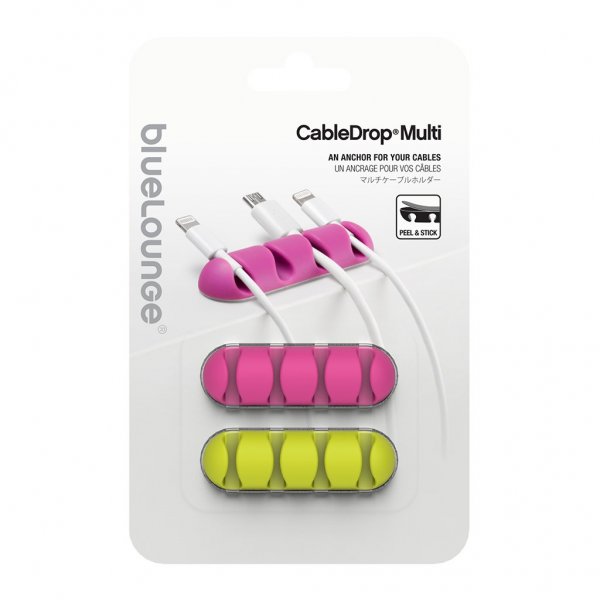 CableDrop Multi Självhäftande hållare sladdar 2 pack Flerfärgad