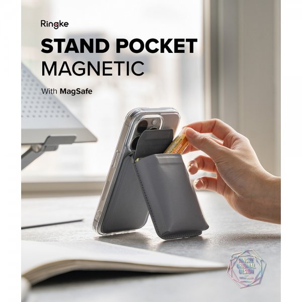 Korthållare Stand Pocket Magnetic MagSafe Light Gray