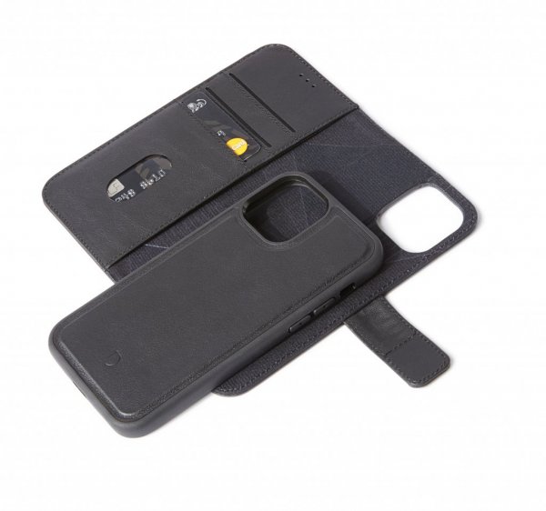 iPhone 12 mini Fodral Leather Detachable Wallet Svart