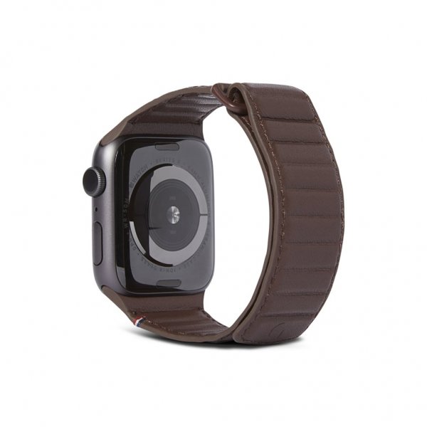 Apple Watch 42/44/45mm/Apple Watch Ultra Armband Leather Magnetic Traction Strap Brown