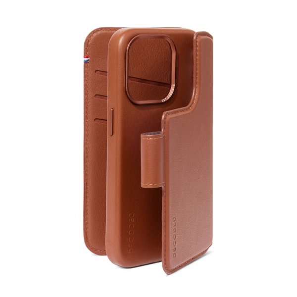 iPhone 15 Pro Max Fodral Leather Detachable Wallet Tan