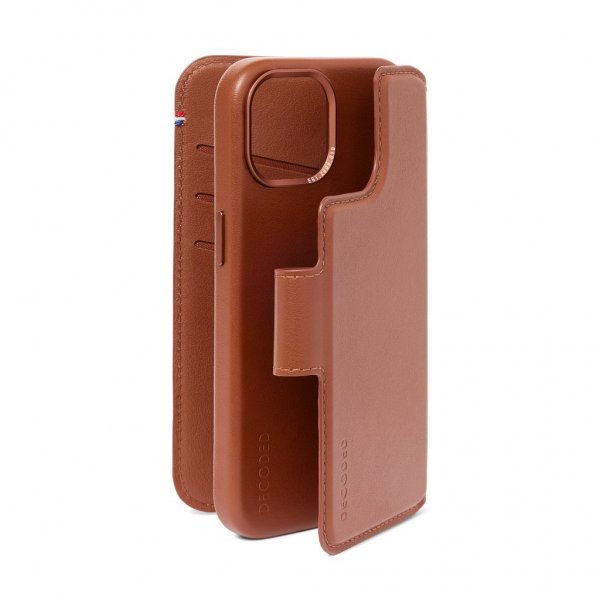 iPhone 15 Pro Max Fodral Leather Detachable Wallet Tan