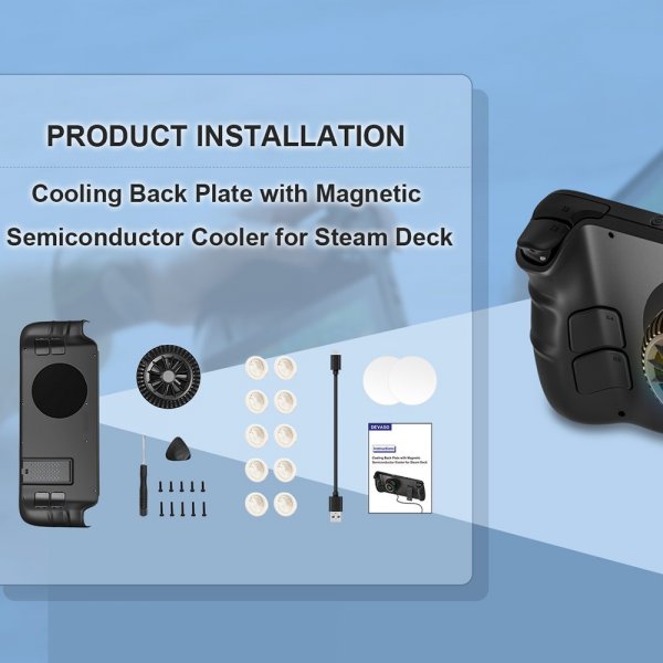 Steam Deck Skal med stativ och magnetisk fläkt Svart