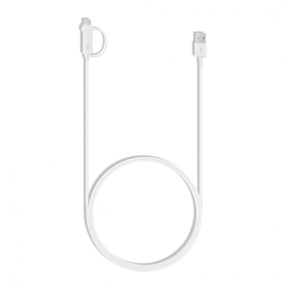 Data- och Laddningskabel USB Type-C/Micro-USB 1.5m Vit