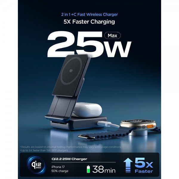 Essential 2-i-1 Vikbar Laddningsstation MagSafe Qi2 25W