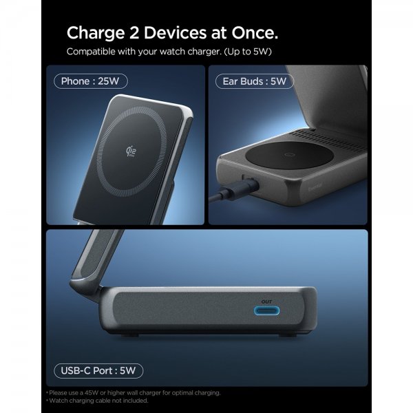 Essential 2-i-1 Vikbar Laddningsstation MagSafe Qi2 25W