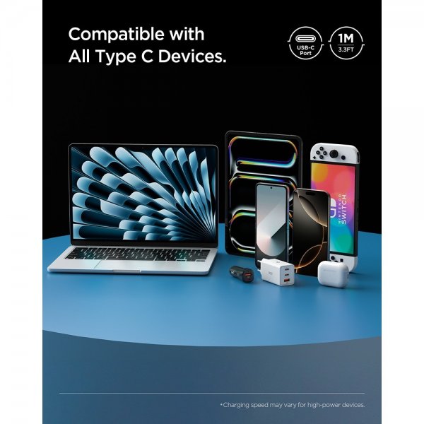 Essential Kabel USB-C till USB-C 60W 1m Vit