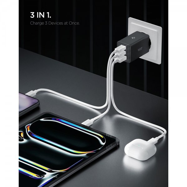 Essential Laddare 67W 2xUSB-C 1xUSB-A Svart