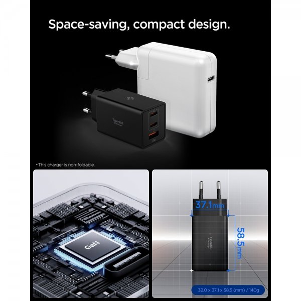 Essential Laddare 67W 2xUSB-C 1xUSB-A Svart