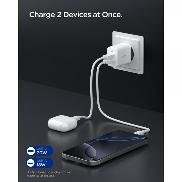 Essential Laddare USB-C/USB-A 20W Vit