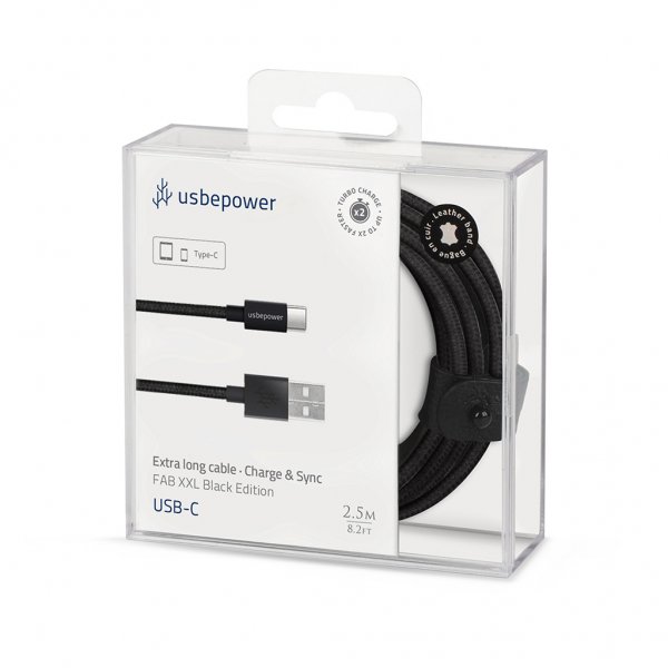 FAB XXL 250 USB-A till USB-C kabel 2.5m