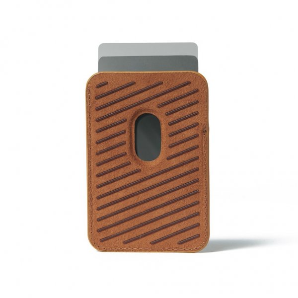 MagSafe Korthållare Full Leather Magnetic Wallet Dark Tan