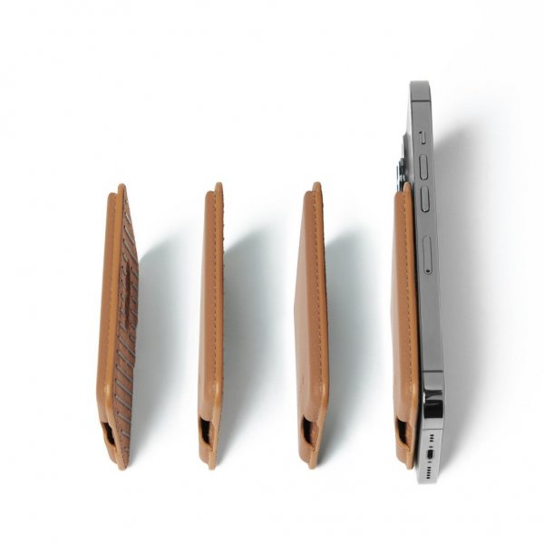 MagSafe Korthållare Full Leather Magnetic Wallet Dark Tan