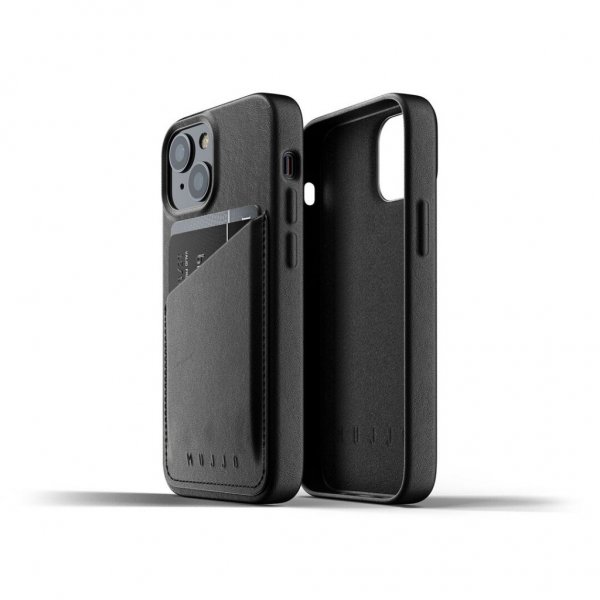 iPhone 13 Mini Skal Full Leather Wallet Case Svart