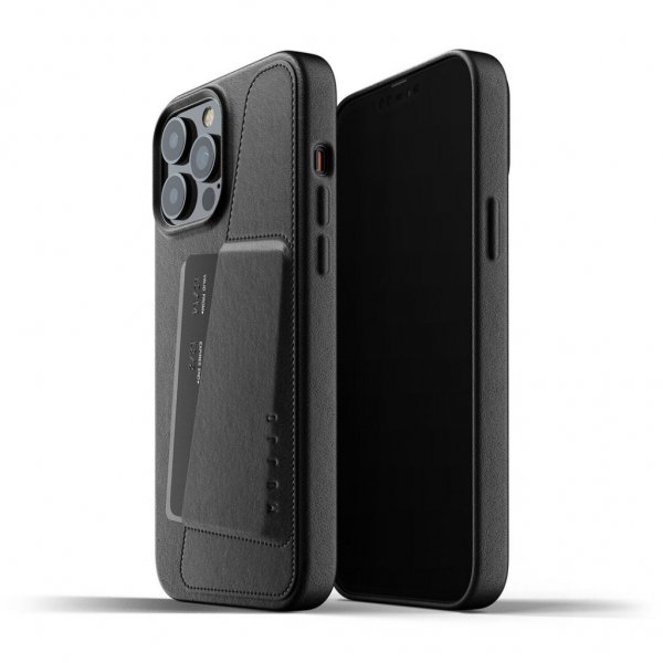 iPhone 13 Pro Max Skal Full Leather Wallet Case Svart