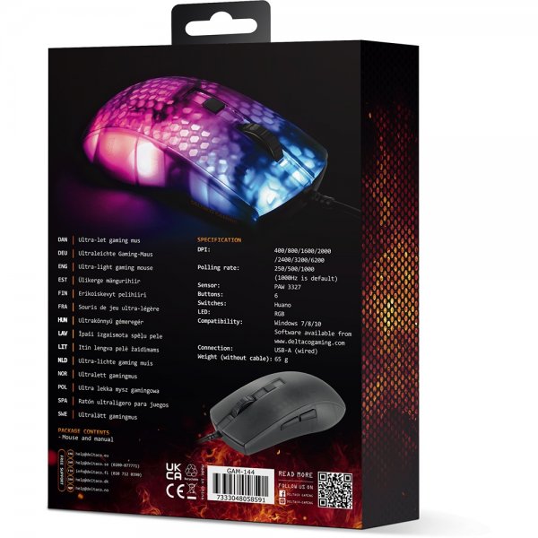 DM310 Gaming Mus Semitransparent RGB Svart