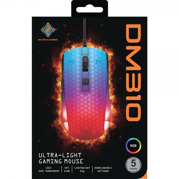 DM310 Gaming Mus Semitransparent RGB Svart