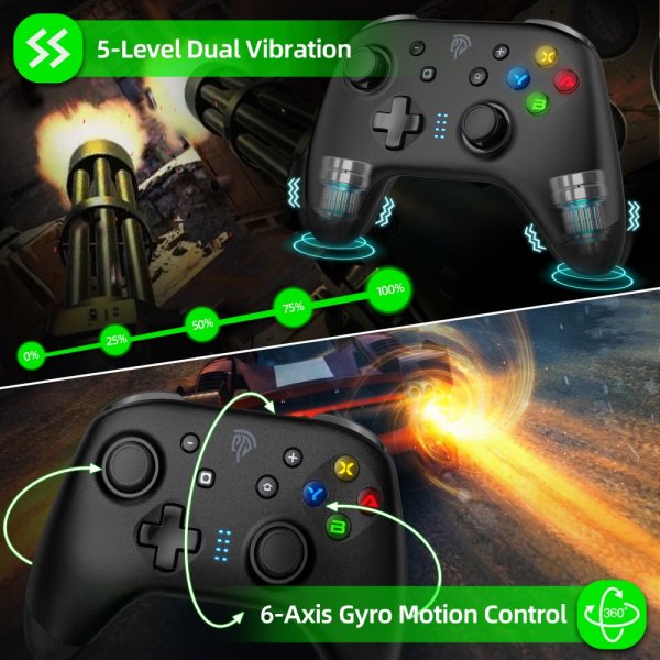 Bayard 9124 Switch/Android/PC Programmable Wireless Gamepad Svart