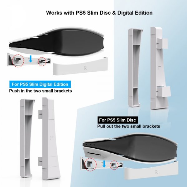 PlayStation 5 Slim (Digital/Disc Edition) Ställ Vit