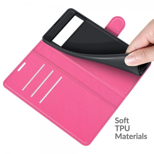 Google Pixel 6 Fodral Litchi Magenta