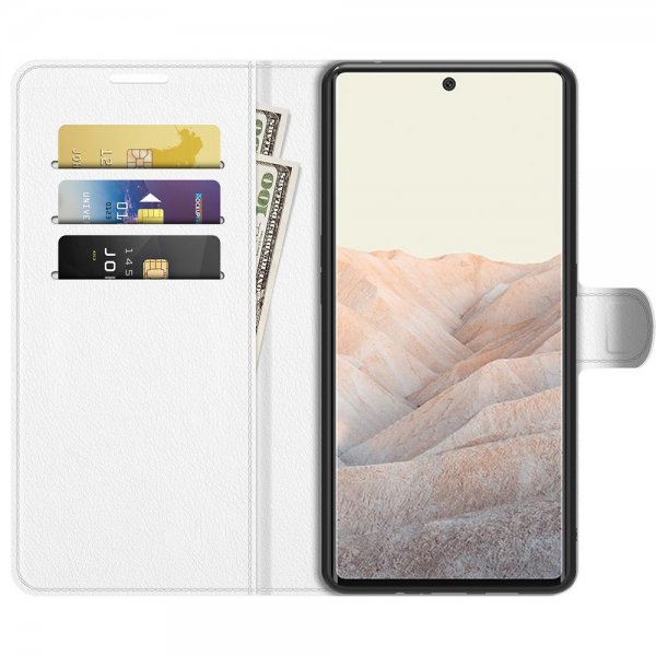 Google Pixel 6 Pro Fodral Litchi Vit