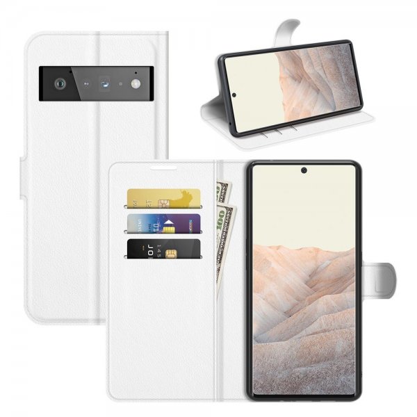 Google Pixel 6 Pro Fodral Litchi Vit