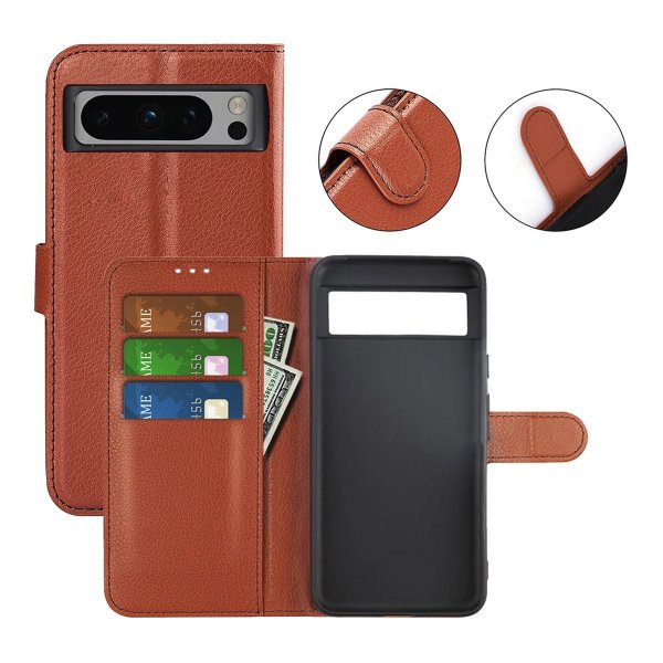 Google Pixel 8 Pro Fodral med Stativ Brun