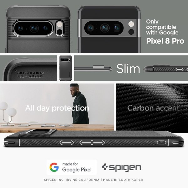 Google Pixel 8 Pro Skal Rugged Armor Matte Black