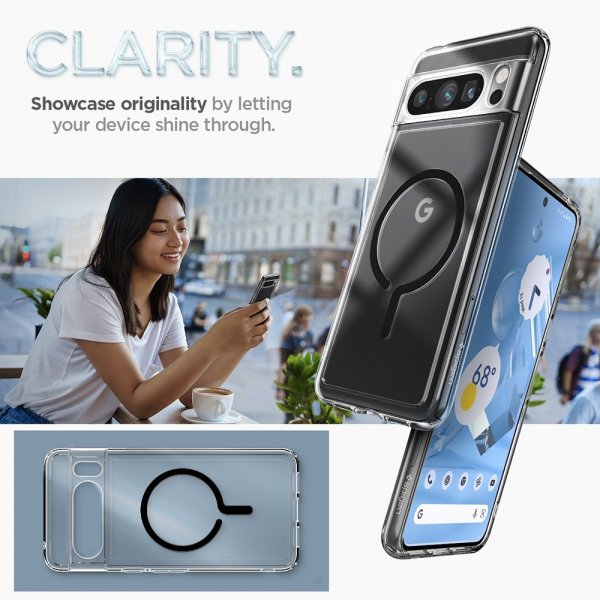 Google Pixel 8 Pro Skal Ultra Hybrid OneTap Ring MagFit Svart