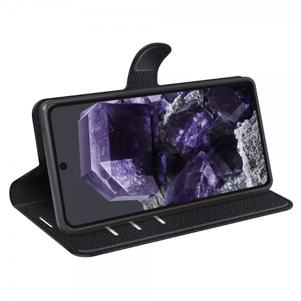 Google Pixel 8a Fodral Litchi Svart