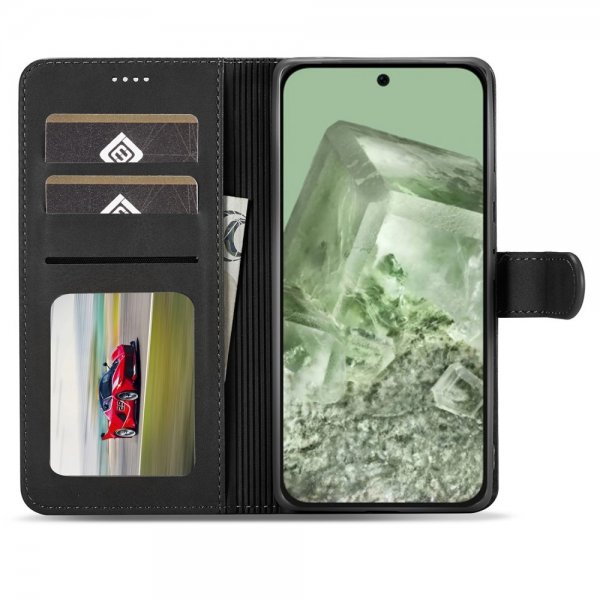 Google Pixel 8a Fodral med Kortfack Stativfunktion Svart