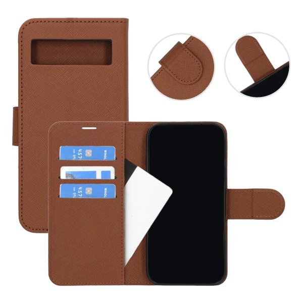 Google Pixel 8a Fodral med Stativ Brun