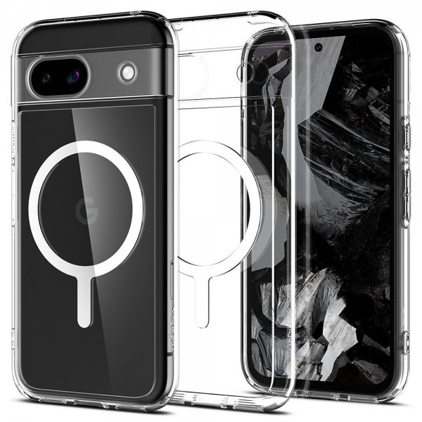 Google Pixel 8a Skal Ultra Hybrid Metal Ring MagFit Vit