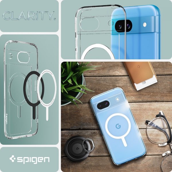 Google Pixel 8a Skal Ultra Hybrid Metal Ring MagFit Vit