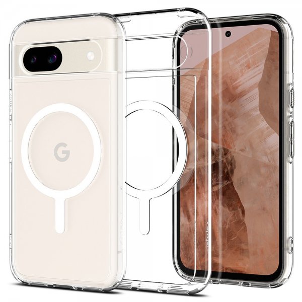 Google Pixel 8a Skal Ultra Hybrid Metal Ring MagFit Vit