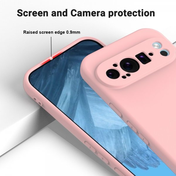 Google Pixel 9 Pro Skal med Strap Silikon Rosa