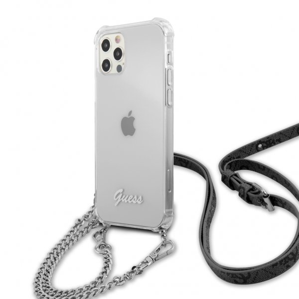 iPhone 12 Pro Max Skal Chain & Script Silver Klar