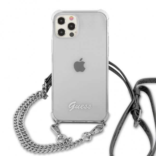 iPhone 12 Pro Max Skal Chain & Script Silver Klar