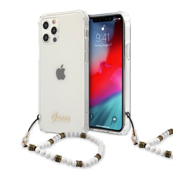 iPhone 12/iPhone 12 Pro Skal Script & Pearls Vit Klar