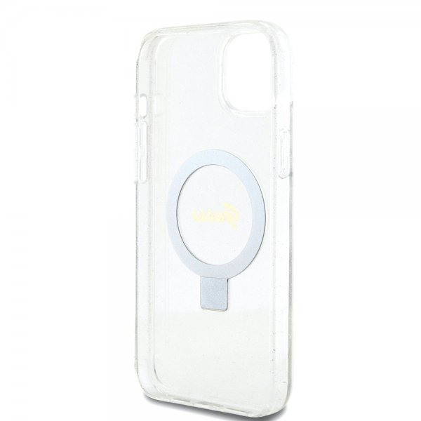 iPhone 15 Plus Skal Ring Stand Glitter MagSafe Transparent