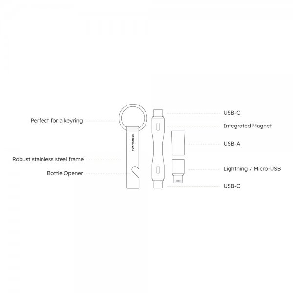 High Six All-in-One Backup Cable Silver Vit