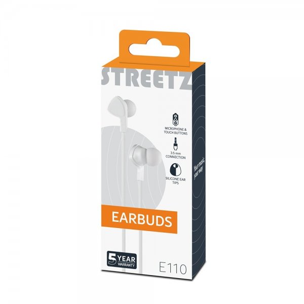 Hörlurar E110 Earbuds 3.5mm Vit