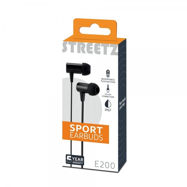 Hörlurar E200 Sport Earbuds 3.5mm Svart